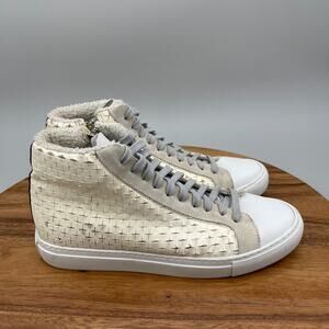 P448 Shoes Womens 9.5 / 40 White Leather Hi Tops Casual Comfort Walking Sneakers